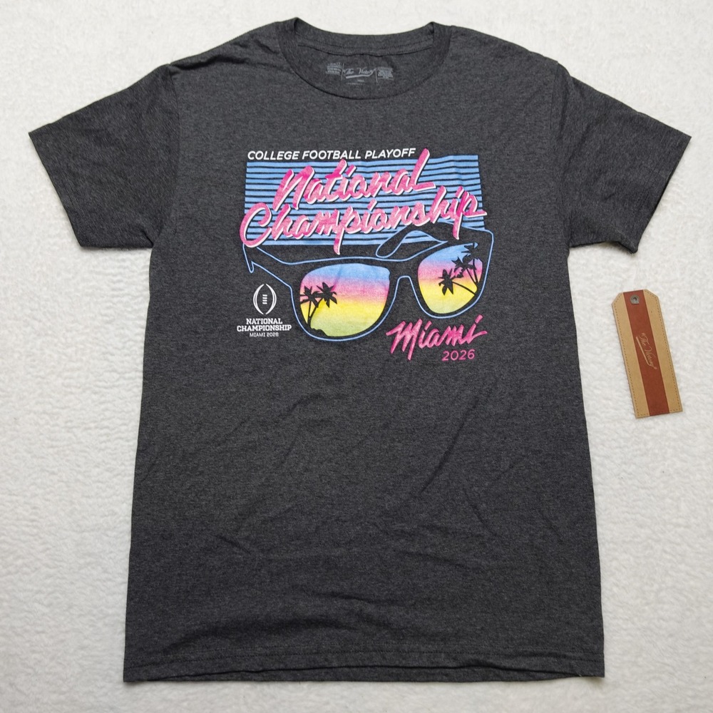 The Victory Graphic Tee Mens Small Gray Miami 2026 College Football Playoff NWT